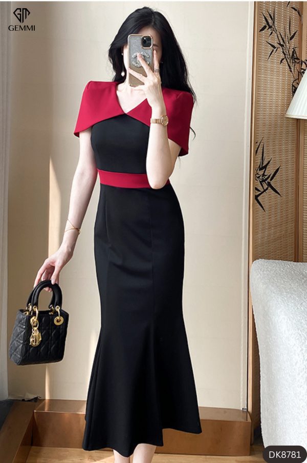 Đầm body đuôi cá cổ choàng GEMMI Fashion, DK8781