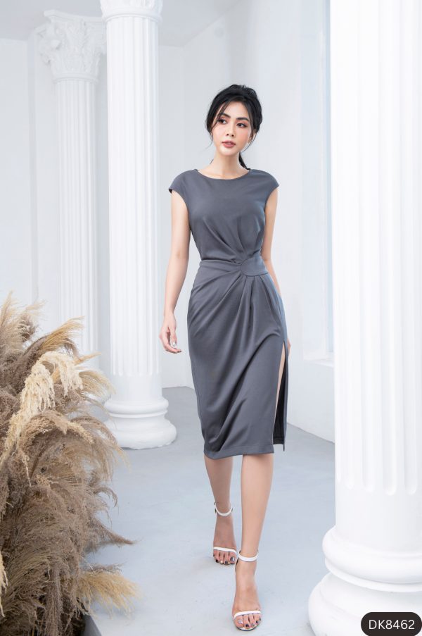 Đầm body thiết kế xoắn eo xẻ tà GEMMI Fashion, DK8462