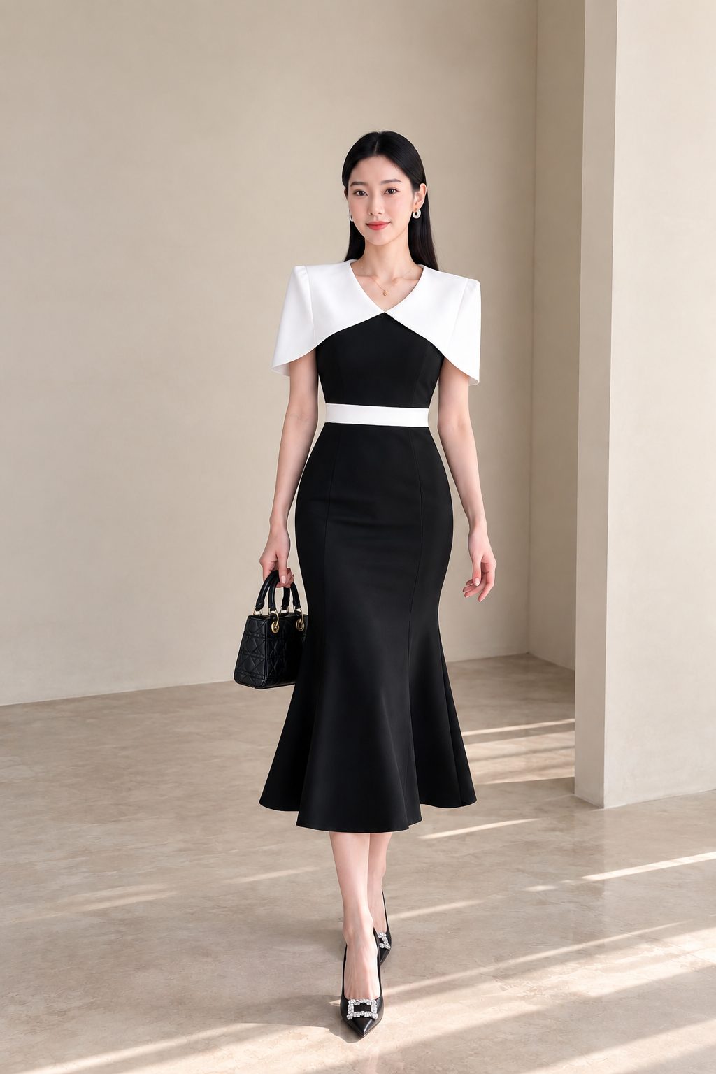 Đầm body đuôi cá cổ choàng GEMMI Fashion, DK8781