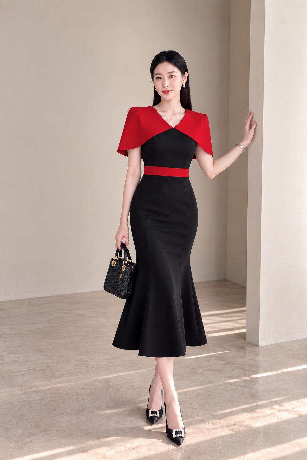 Đầm body đuôi cá cổ choàng GEMMI Fashion, DK8781 - Ảnh 5
