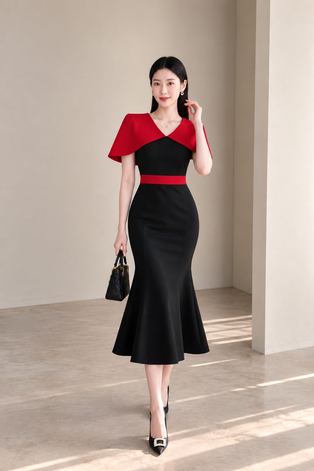 Đầm body đuôi cá cổ choàng GEMMI Fashion, DK8781 - Ảnh 4