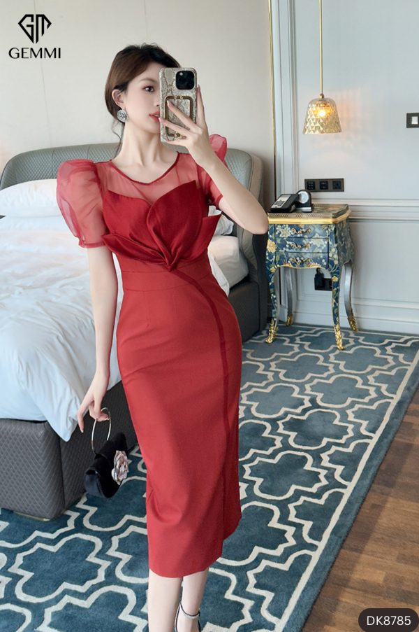 Đầm body phối hoa tafta GEMMI Fashion, DK8786 - Hình ảnh 12