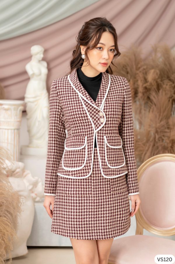 Set Vest công sở thiết kế kẻ ziczac Gemmi fashion, VS120 - Hình ảnh 4