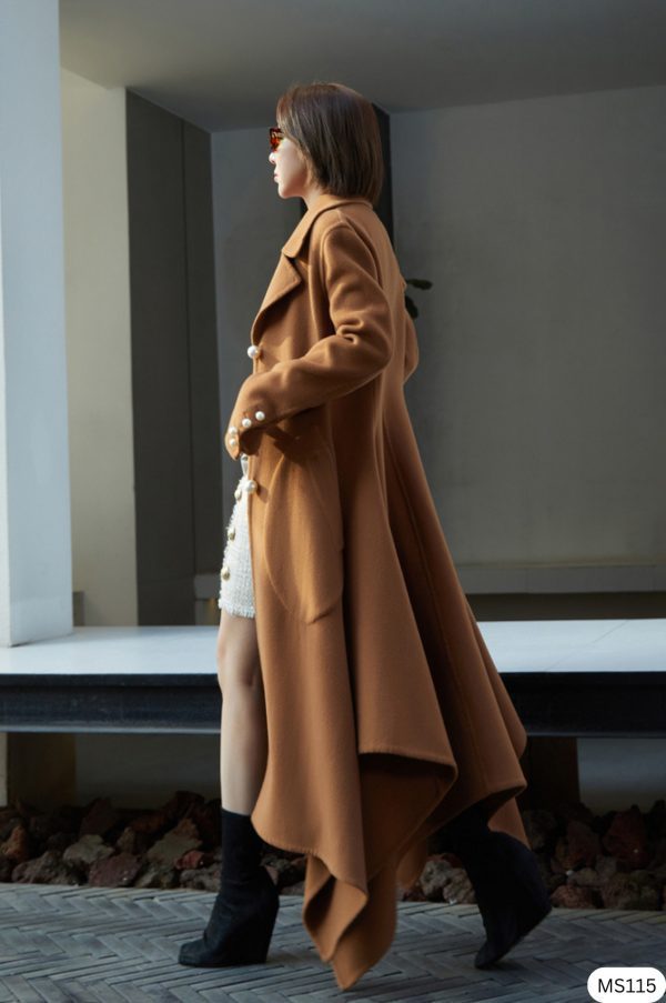 Áo khoác măng tô nữ thiết kế cúc ngọc trai dáng dài dạ cao cấp Gemmi fashion, MS115 - Hình ảnh 6