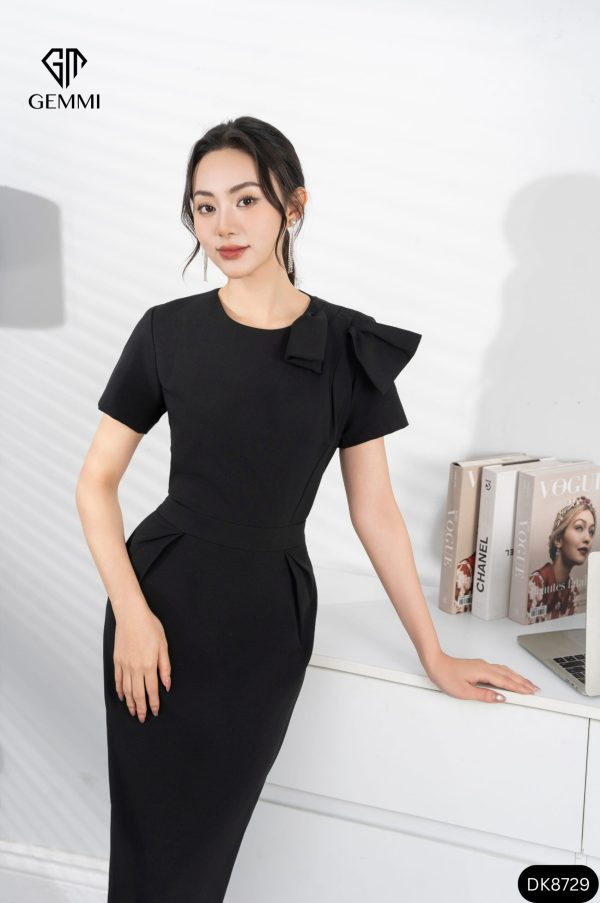 Đầm thiết kế nơ vai chéo GEMMI, DK8729 - Hình ảnh 2