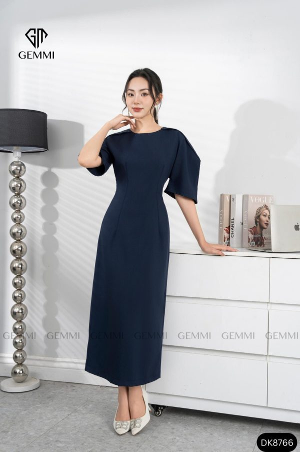 Đầm dáng dài chiết eo tay phồng GEMMI, DK8766 - Hình ảnh 2