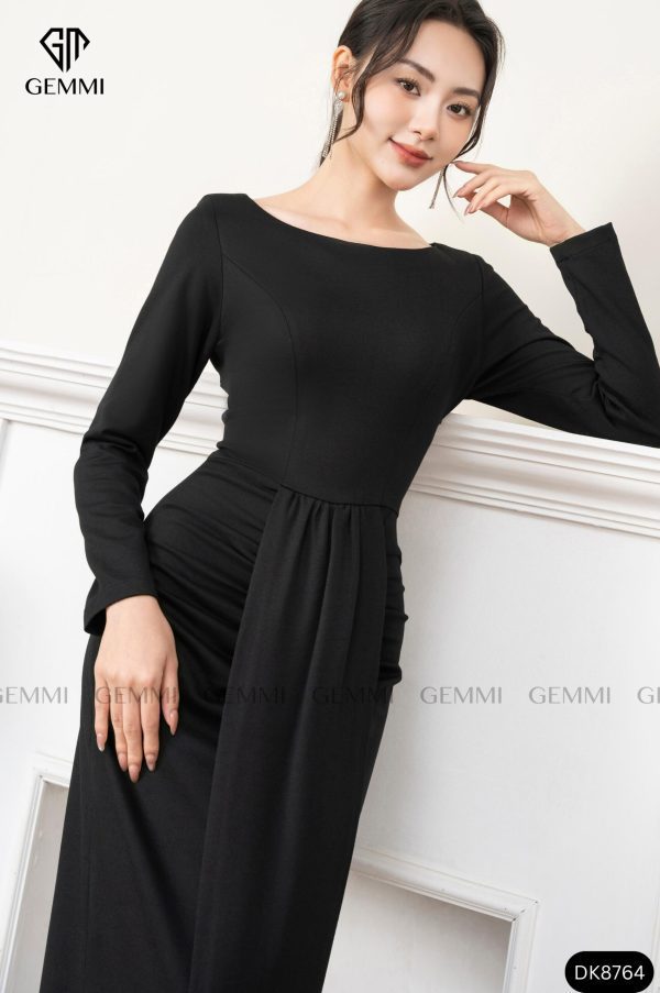 Đầm body dài tay xếp ly hông GEMMI, DK8764 - Hình ảnh 3