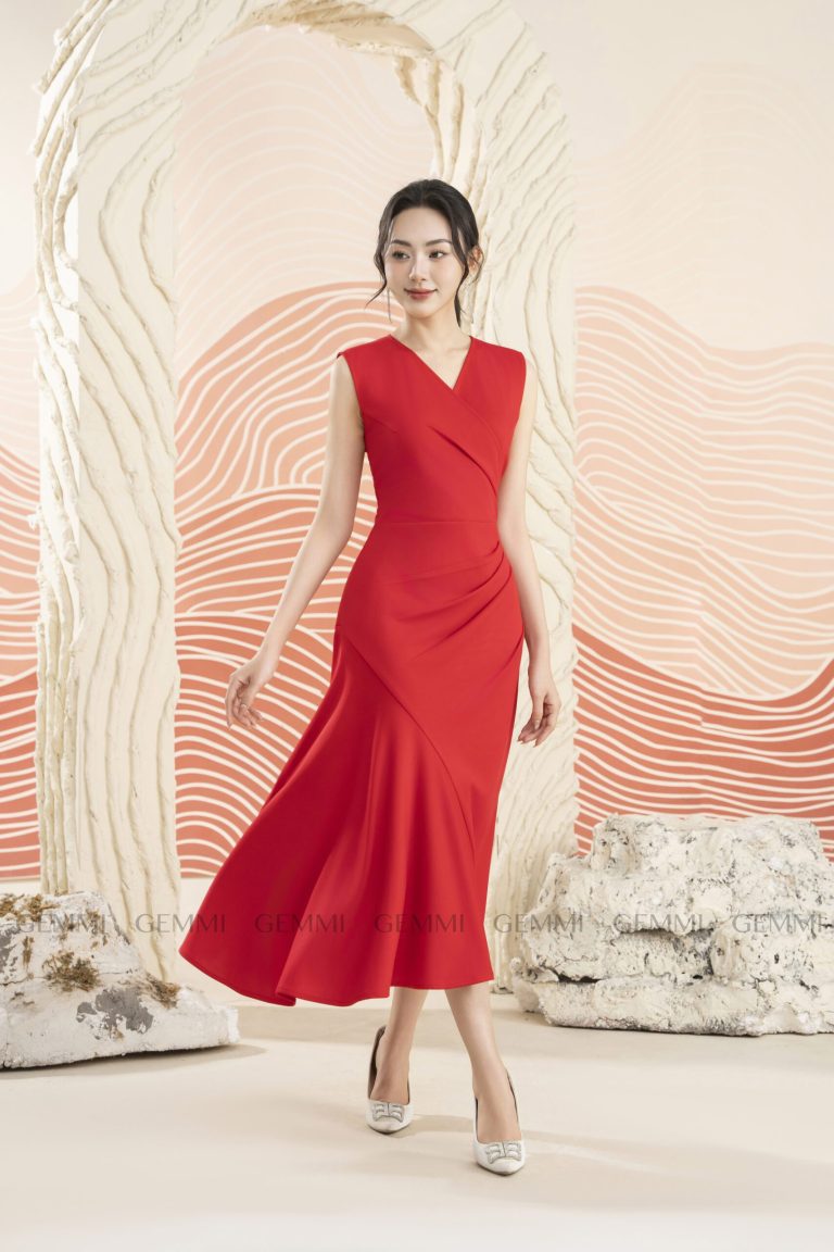 Đầm dạ thiết kế dáng xòe GEMMI Fashion, DK8742