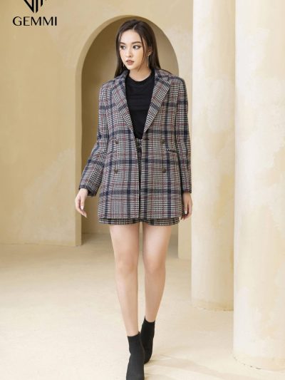 Áo Vest công sở thiết kế kẻ caro Gemmi fashion, VS113