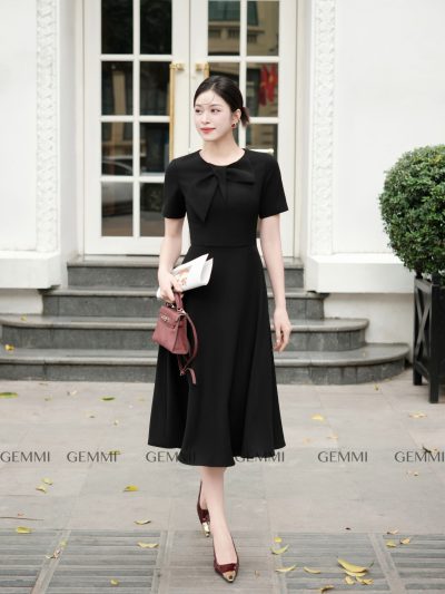 Đầm Xòe Cổ Nơ, DK8809