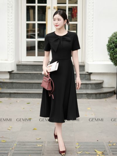 Đầm Xòe Cổ Nơ, DK8809