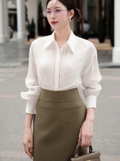 Áo sơ mi Xếp ly trước ngực, AS706