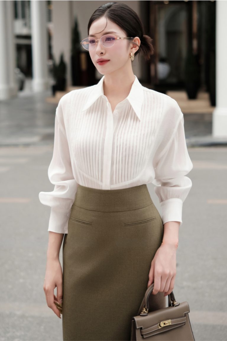 Áo sơ mi Xếp ly trước ngực, AS706