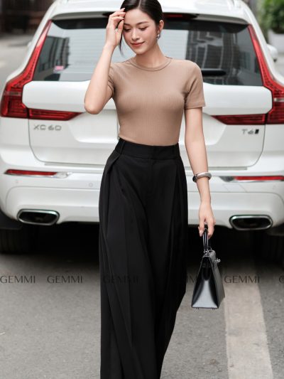 Quần tây ống rộng xếp ly GEMMI, QS700