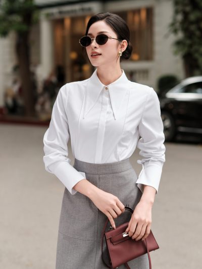 Áo sơ mi dài tay trắng basic, AS702
