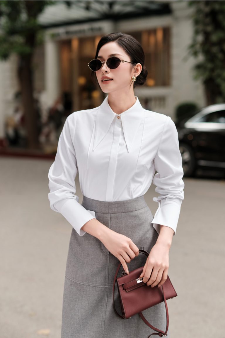Áo sơ mi dài tay trắng basic, AS702