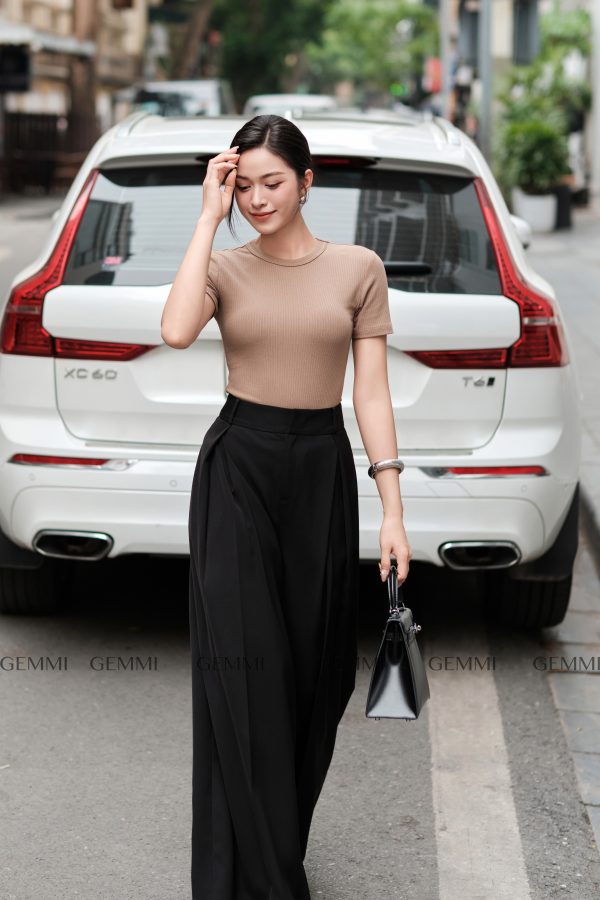 Áo dệt kim basic màu nude GEMMI, AS703 - Hình ảnh 2