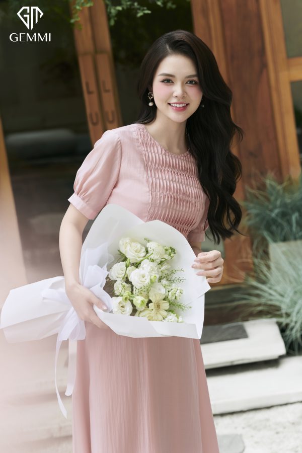 Đầm hồng Midi Flare Dress, DK8819 - Hình ảnh 3