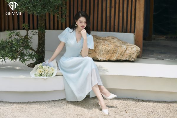 Pastel Blue Dress GEMMI, DK8824 - Hình ảnh 4