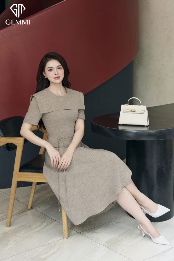 The Elegant Drape Collar Dress , DK8827 - Hình ảnh 4