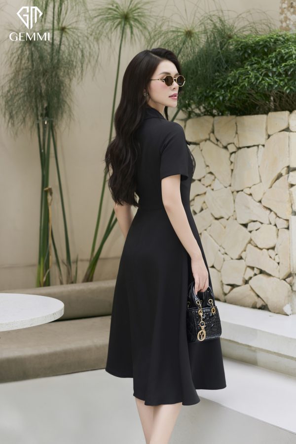 Đầm Midi Đen Phối Ren Họa Tiết, DK8814 - Hình ảnh 6