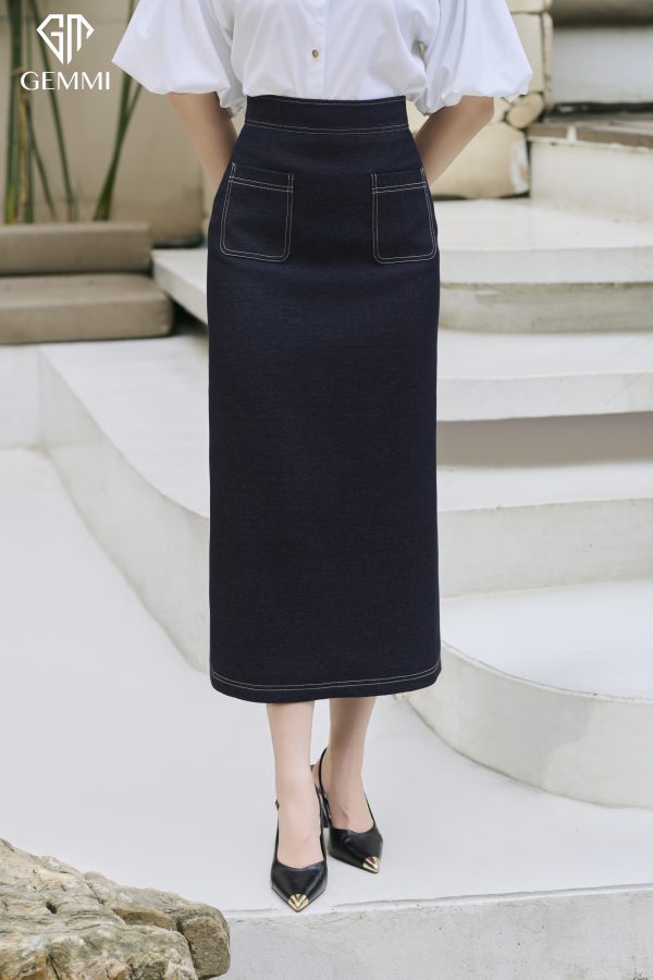 Chân váy jeans midi GEMMI, SV465