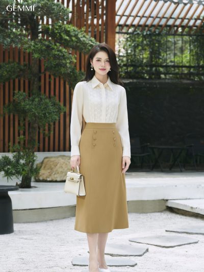 Chân váy midi Retro Chic GEMMI, JS203
