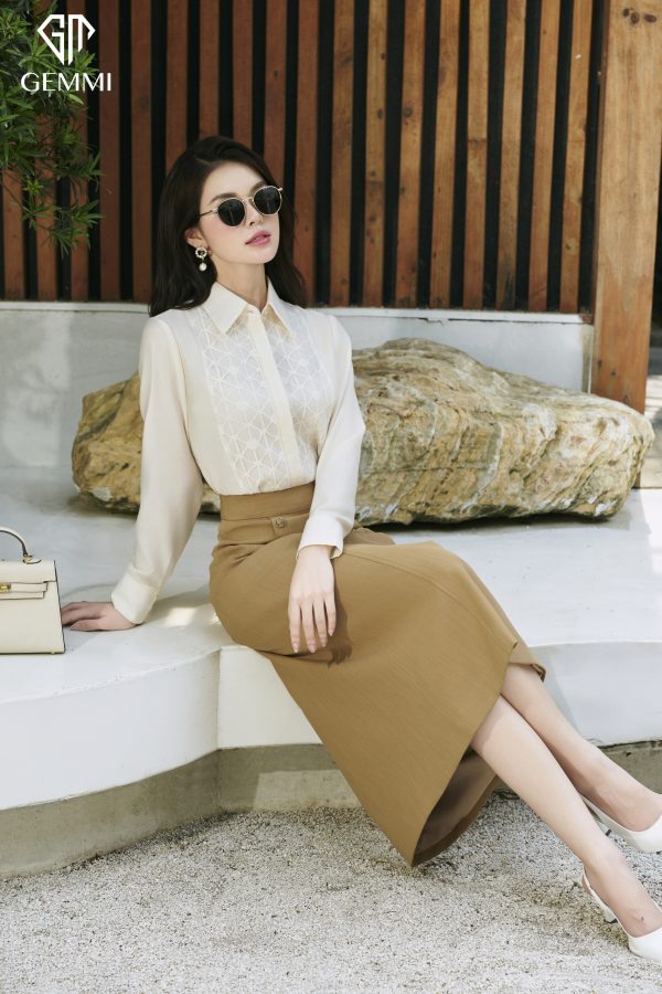 Áo sơ mi Elegance ren nổi GEMMI, AS713 - Hình ảnh 2