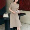 The Elegant Drape Collar Dress , DK8827
