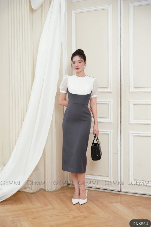 Đầm Ôm Công Sở Phối Tay Voan Thanh Lịch GEMMI, DK8854 - Ảnh 5