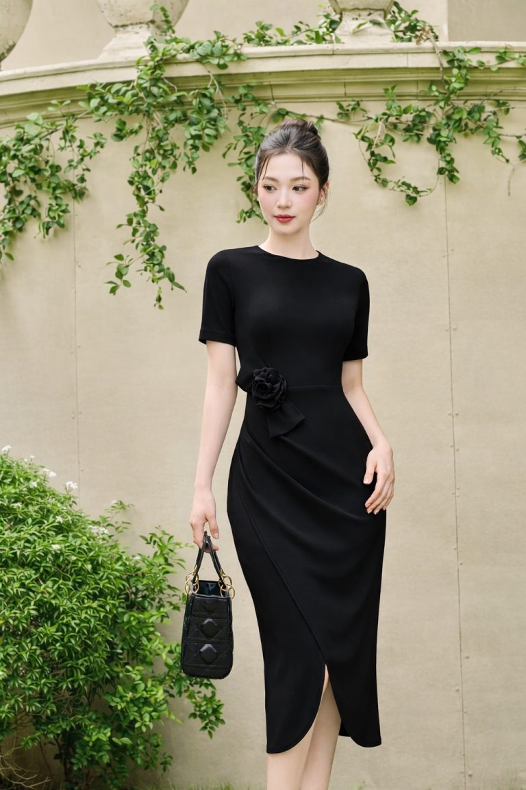 Đầm Tím Pastel Hoa Eo Thanh Lịch GEMMI, DK8863