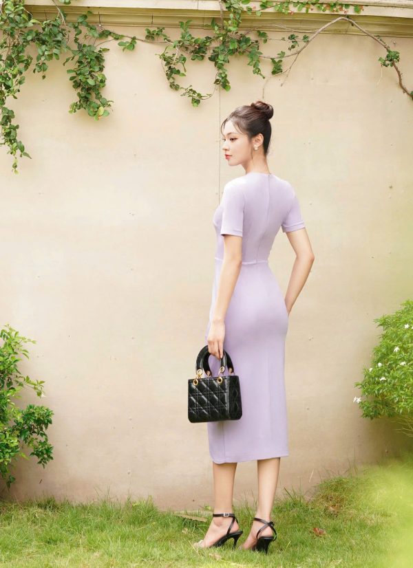 Đầm Tím Pastel Hoa Eo Thanh Lịch GEMMI, DK8863 - Ảnh 6