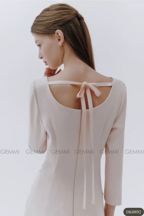 Đầm midi tay dài cổ thuyền xếp ly eo GEMMI, DK8892 - Ảnh 13