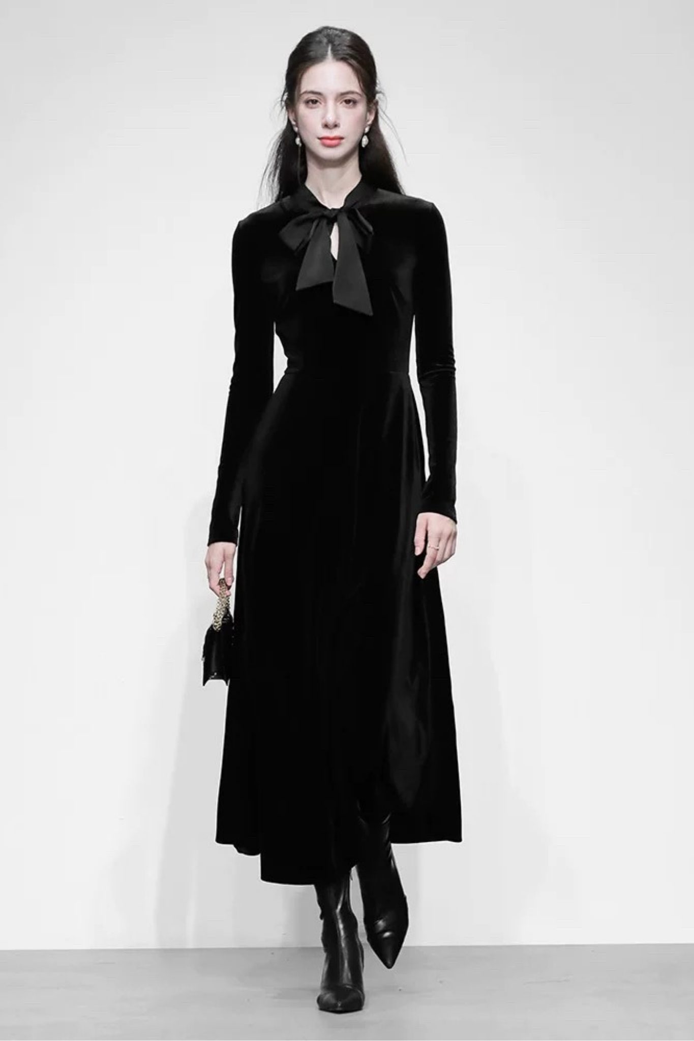 Đầm dáng xòe phối cổ nơ cổ điển GEMMI, DK8896 - Ảnh 5