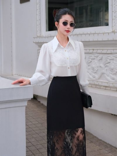 Áo sơ mi Elise Lace Collar Blouse, AS725