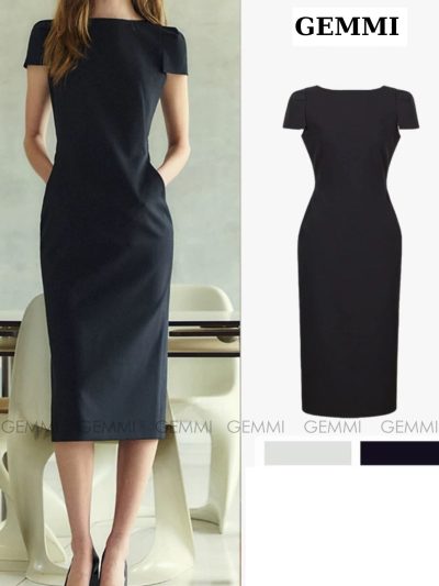 Đầm body dáng ôm thiết kế cổ thanh lịch GEMMI, DK8891