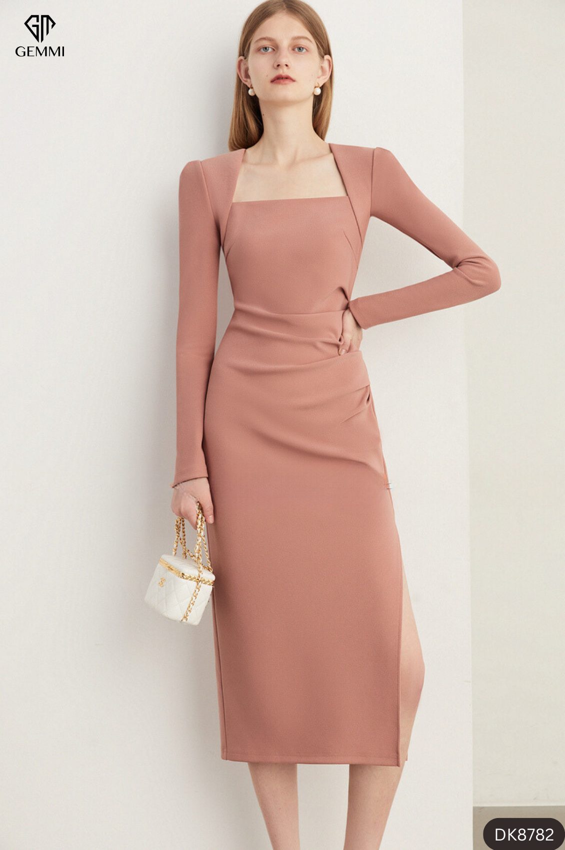 Đầm body dài tay cổ vuông GEMMI Fashion, DK8782 - Ảnh 2