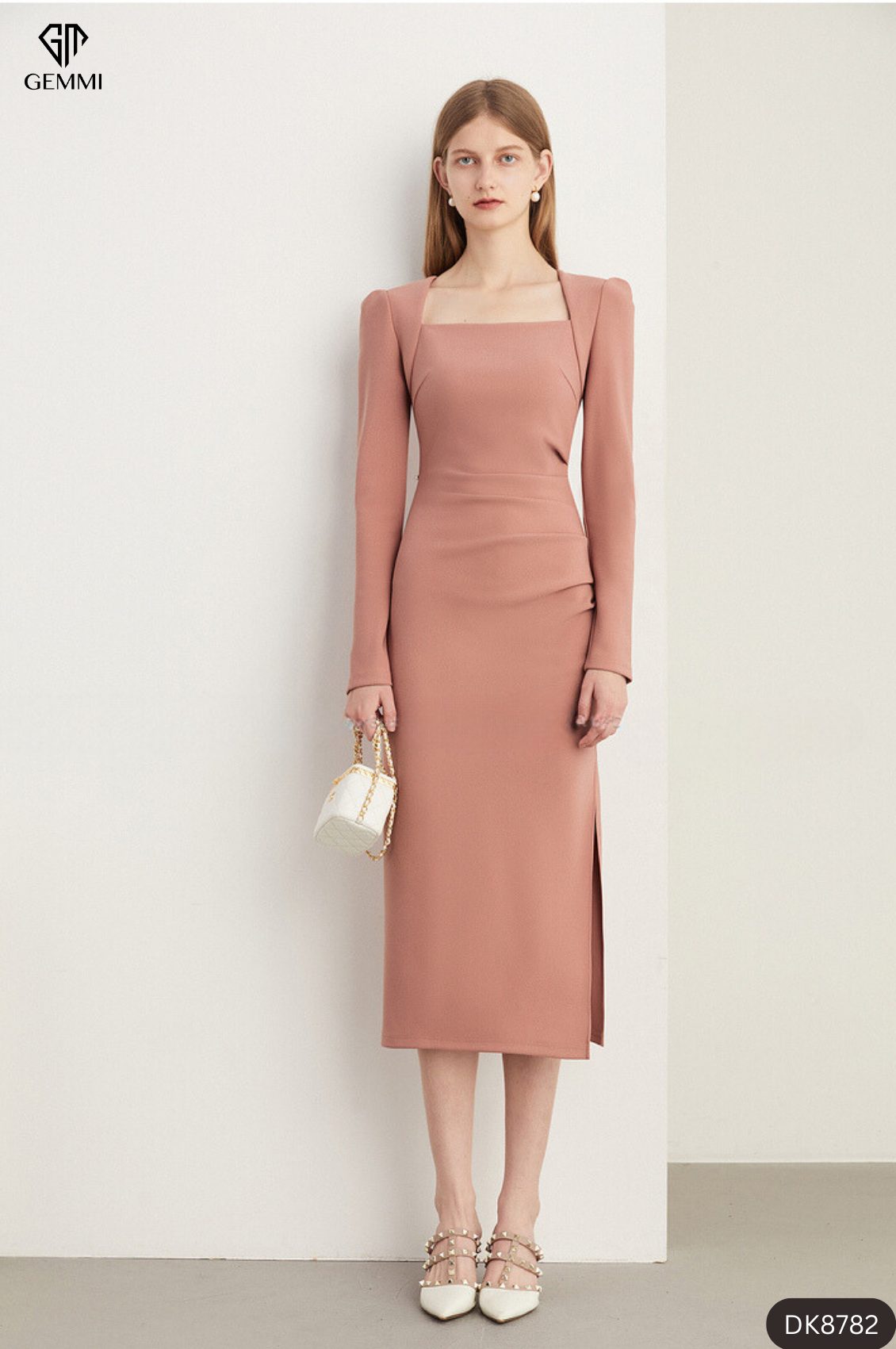 Đầm body dài tay cổ vuông GEMMI Fashion, DK8782 - Ảnh 4