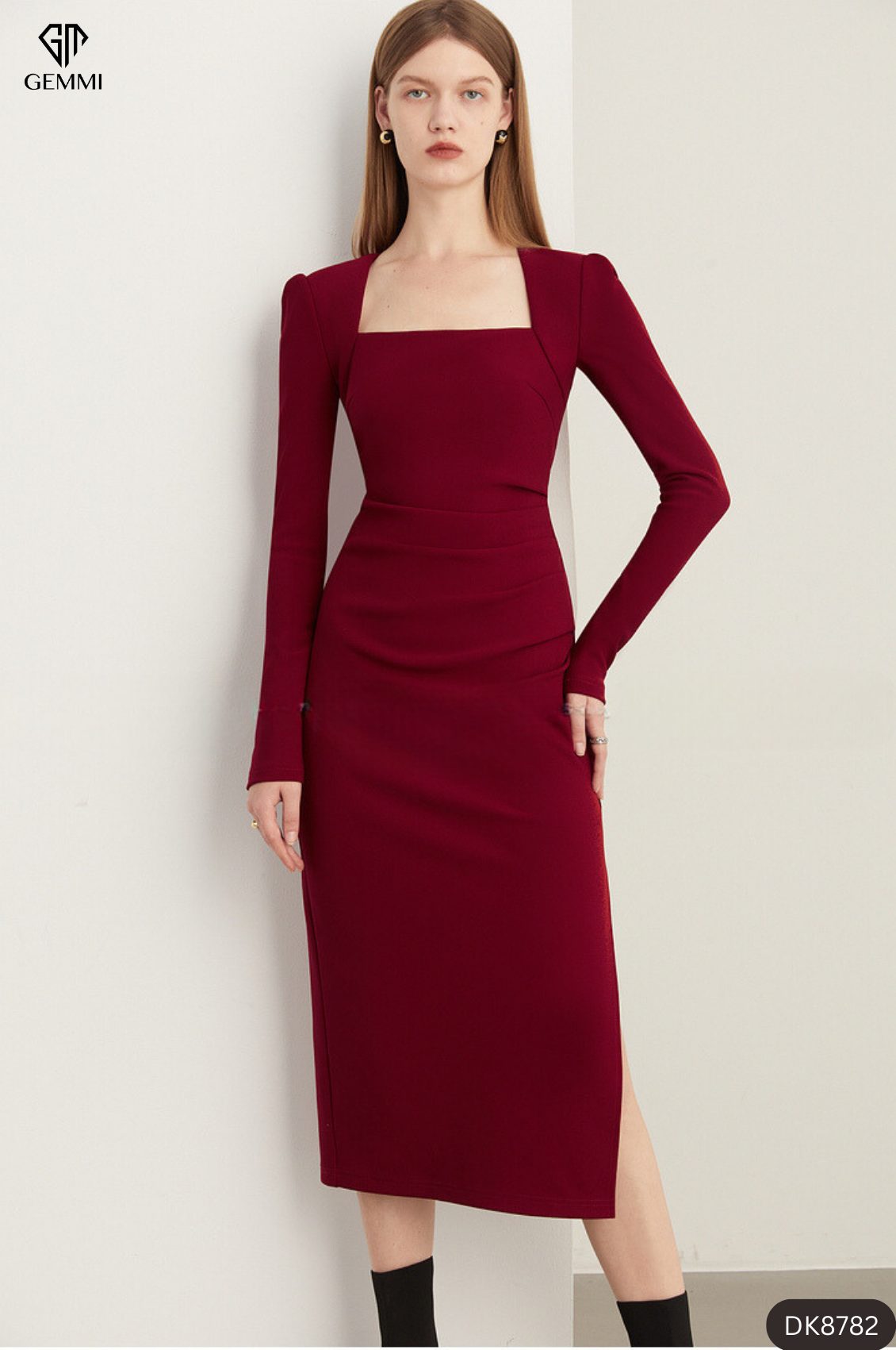 Đầm body dài tay cổ vuông GEMMI Fashion, DK8782 - Ảnh 8