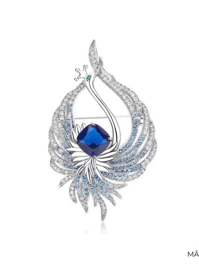 Trâm cài áo khổng tước đính đá pha lê xanh cao cấp TC03