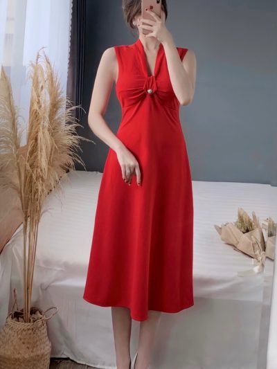 Đầm đỏ hàng Sale lẻ size DK8507