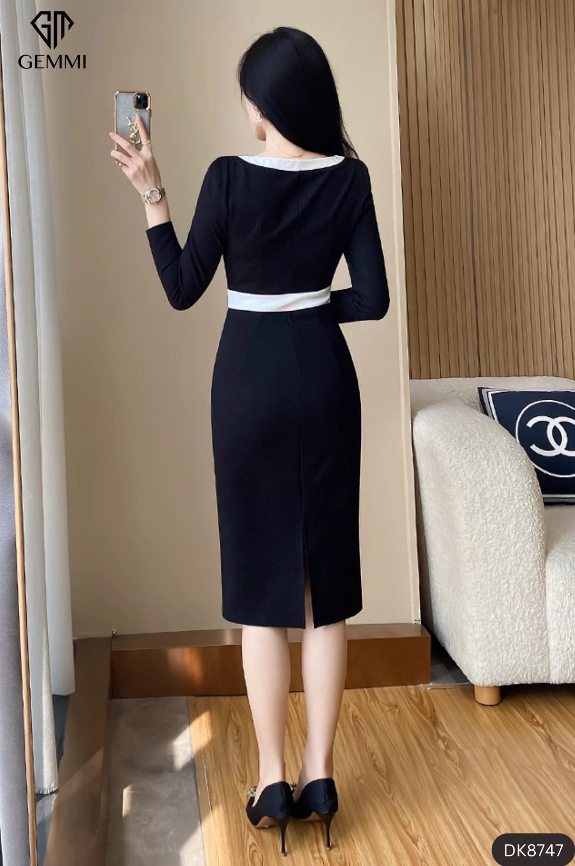Đầm cổ lệch sang trọng, DK8747 - Ảnh 5