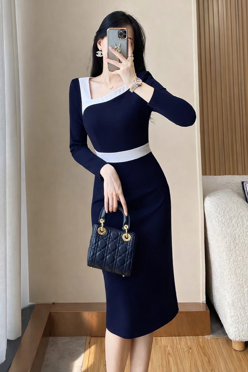 Đầm cổ lệch sang trọng, DK8747