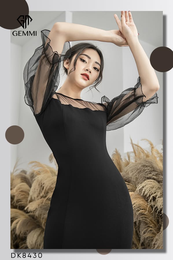 Đầm dáng tay lưới, DK8430 - Ảnh 3
