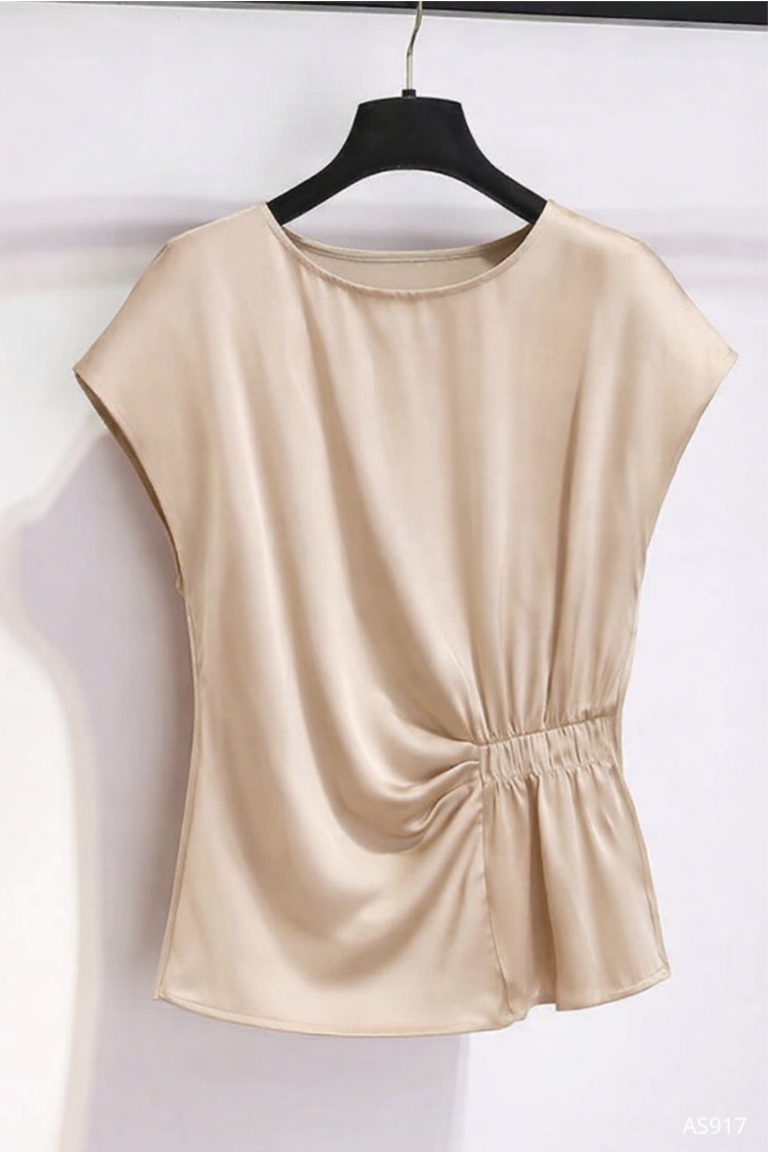 Áo Lụa Nhún Lệch Silk Drape Top - AS917