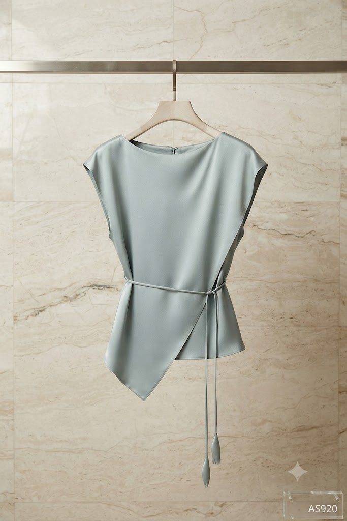 Áo Satin Vạt Chéo Thắt Eo, AS920