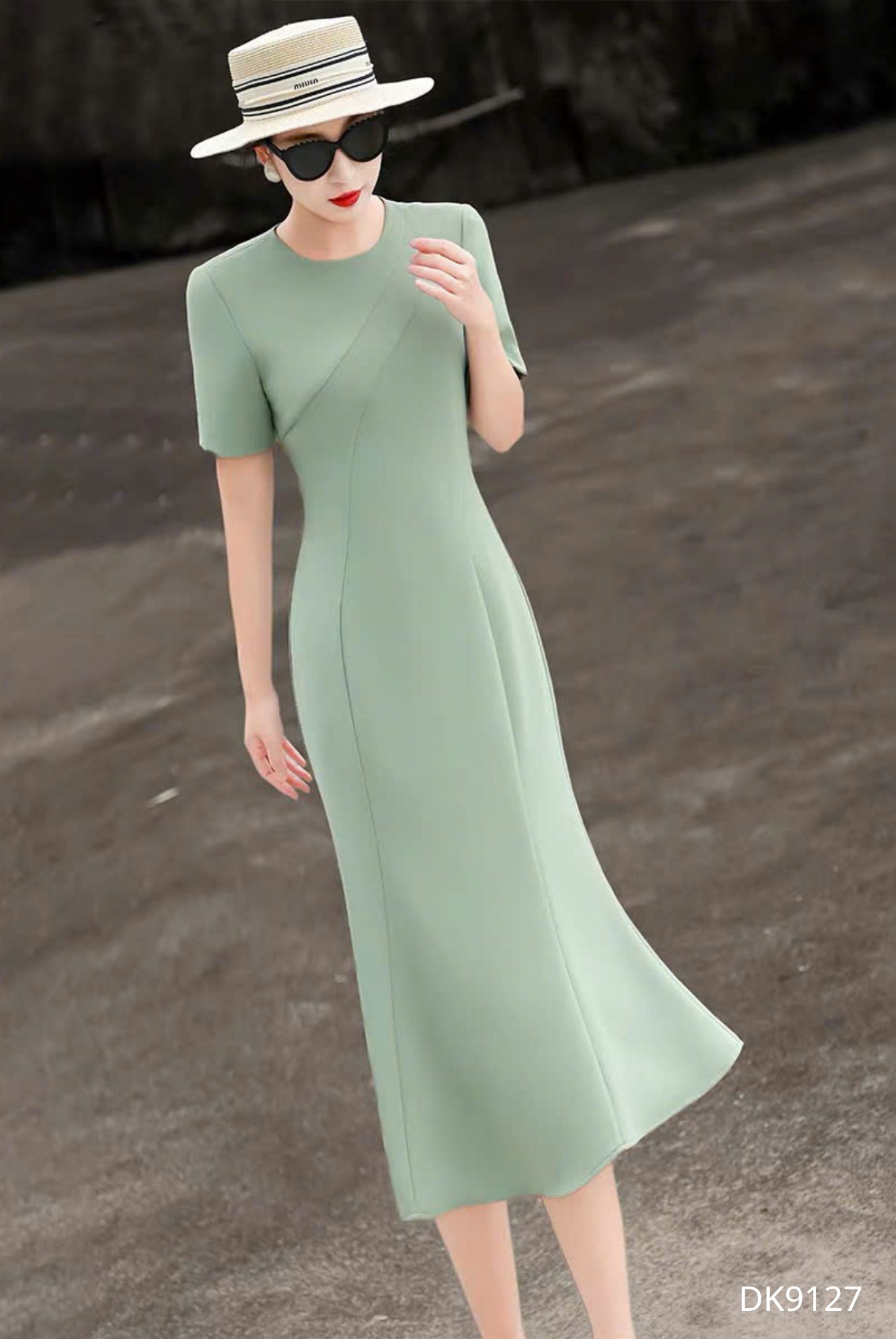 Đầm Thanh Lịch Xanh Sage - DK9127