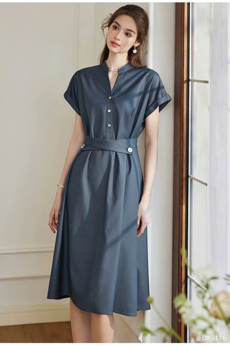 Đầm Cổ Trụ Belted, DK9116
