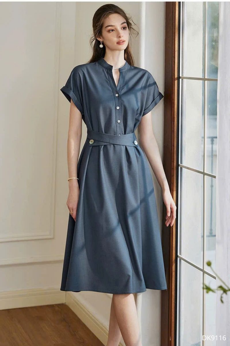 Đầm Cổ Trụ Belted, DK9116 - Ảnh 2
