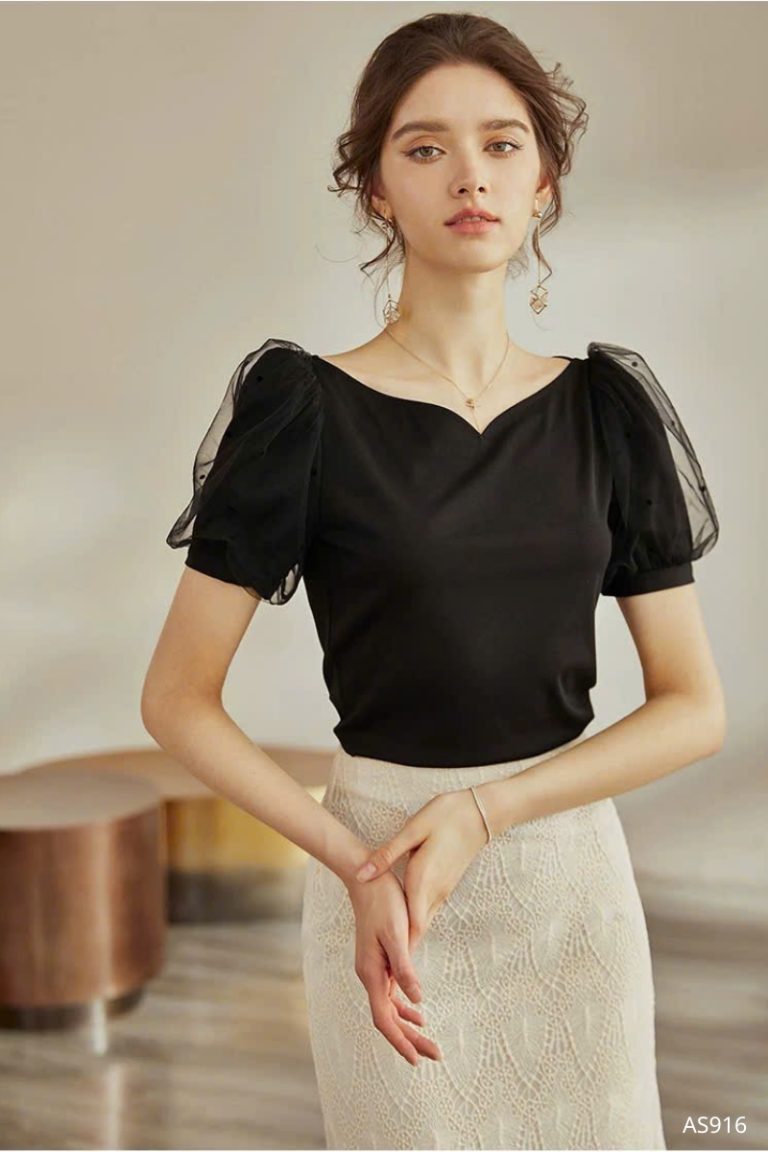 Áo tay phồng đen sang trọng - AS916